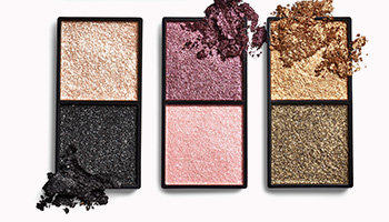 All shades of the Mary Kay Foil Eye Shadow Duo with product crumbles