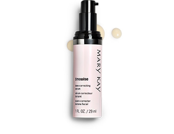 A tube of TimeWise Tone Correcting Serum with accompanying product rubs.